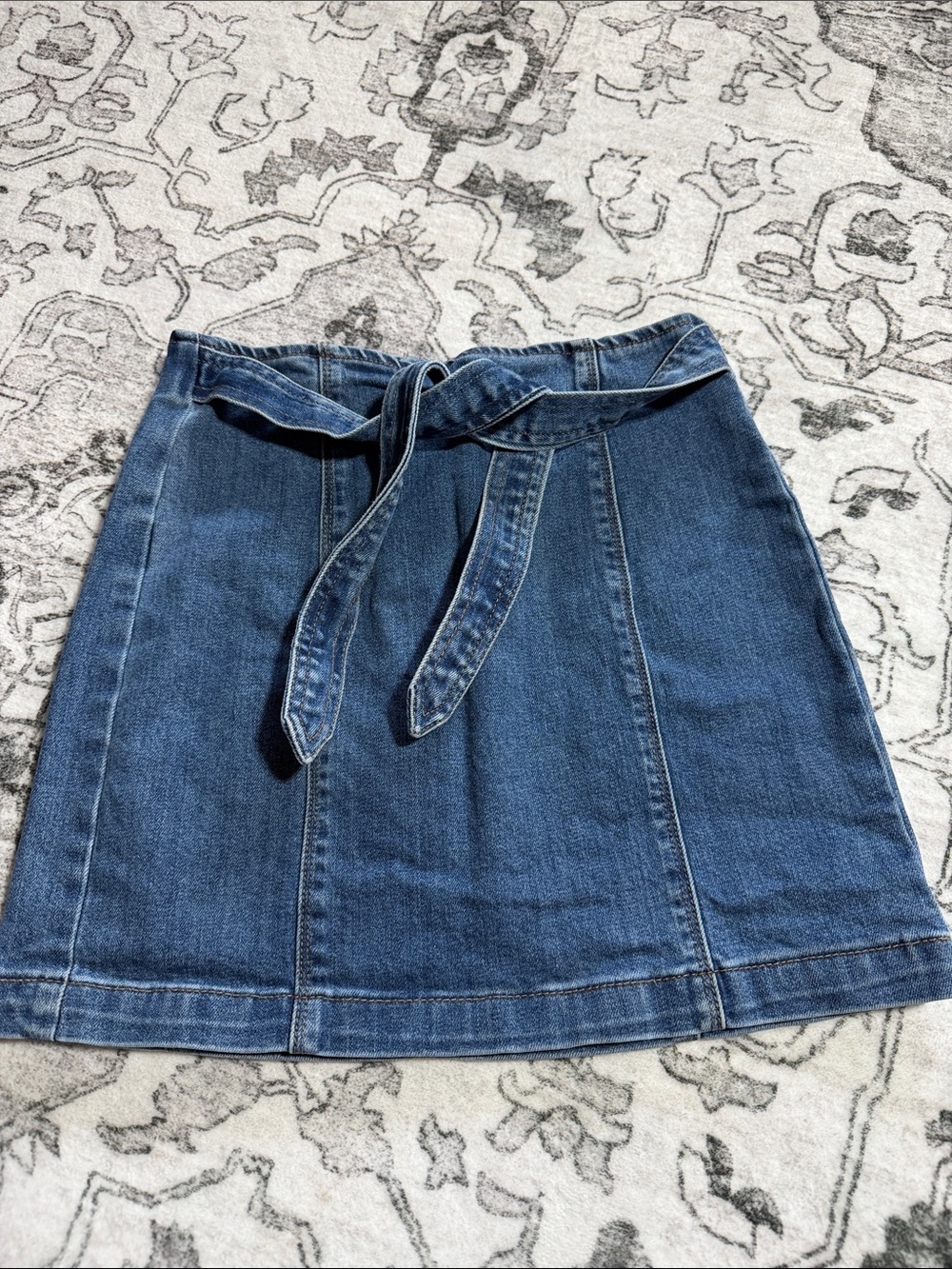 PacSun Blue Denim Tie-Belt A-Line Skirt